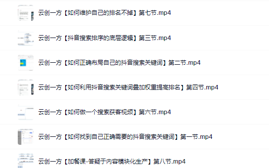 云创一方2022抖音SEO系列课程，教你如何快速上抖音搜索排名第一-黑猫轻创业