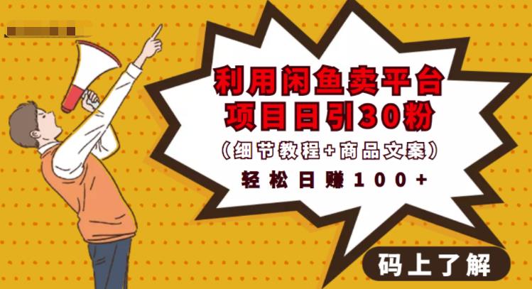 利用闲鱼卖平台项目课程资源日引流30 精准粉丝，轻松日赚100 ，积累人脉可实现二次变现（细节教程 商品文案）-黑猫轻创业
