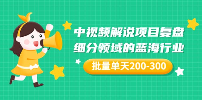 某付费文章:中视频解说项目复盘:细分领域的蓝海行业 批量单天200-300收益-黑猫轻创业