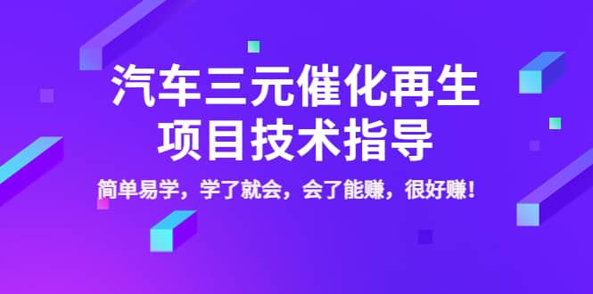 汽车三元催化再生项目技术指导，简单易学，学了就会，会了能赚，很好赚！-黑猫轻创业