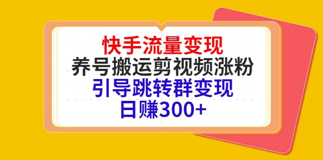 快手流量变现,养号搬运剪视频涨粉,引导跳转群变现日赚300-黑猫轻创业