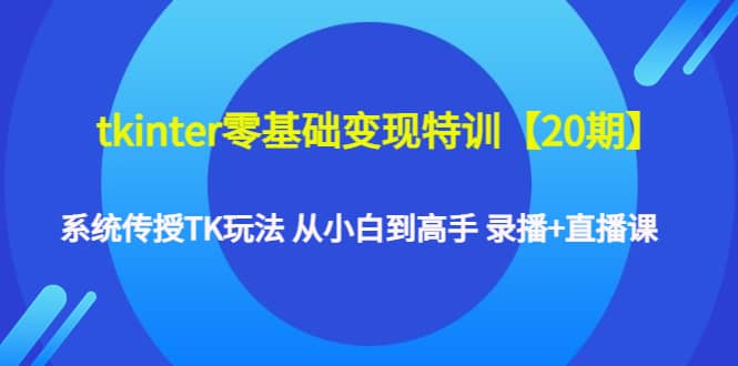 tkinter零基础变现特训【20期】系统传授TK玩法 从小白到高手 录播 直播课-黑猫轻创业