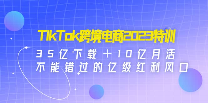 TikTok跨境电商2023特训：35亿下载＋10亿月活，不能错过的亿级红利风口-黑猫轻创业