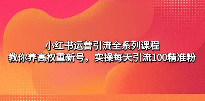小红书运营引流全系列课程：教你养高权重新号-黑猫轻创业