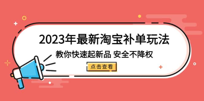 2023年最新淘宝补单玩法，教你快速起·新品，安全·不降权（18课时）-黑猫轻创业
