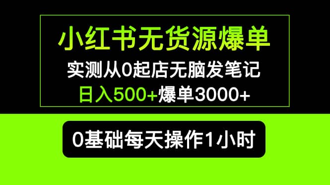 小红书无货源爆单 实测从0起店无脑发笔记爆单3000 长期项目可多店-黑猫轻创业