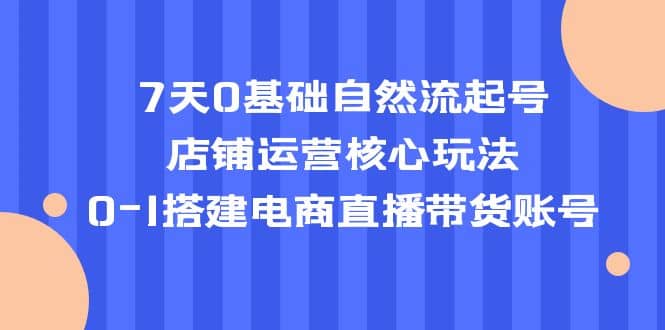 7天0基础自然流起号，店铺运营核心玩法，0-1搭建电商直播带货账号-黑猫轻创业