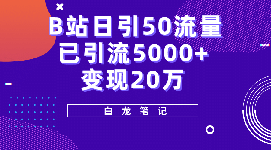 B站日引50 流量，实战已引流5000 变现20万，超级实操课程-黑猫轻创业