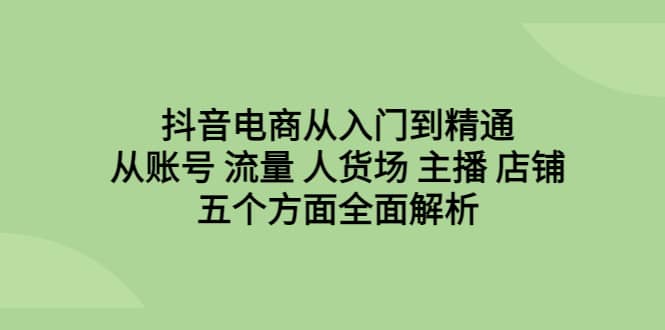 抖音电商从入门到精通，从账号 流量 人货场 主播 店铺五个方面全面解析-黑猫轻创业