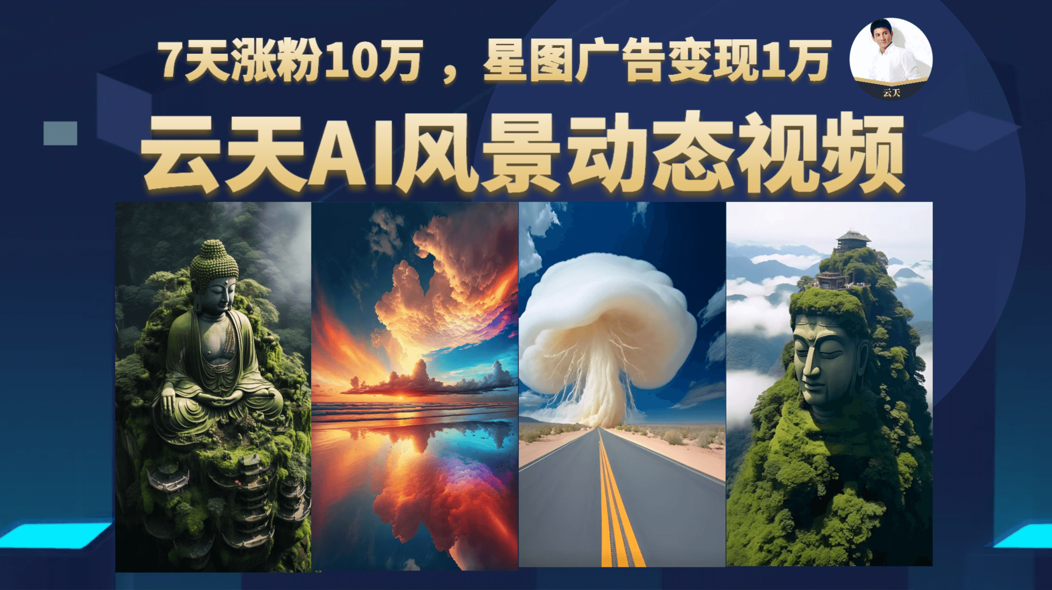 云天AI风景动图视频制作，7天涨粉10万 ，星图广告变现1万-黑猫轻创业