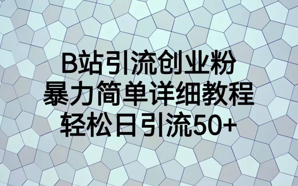B站引流创业粉,暴力简单详细教程,轻松日引流50-黑猫轻创业