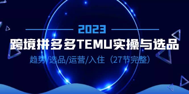 2023跨境·拼多多·TEMU实操与选品，趋势·选品·运营·入住（27节完整）-黑猫轻创业
