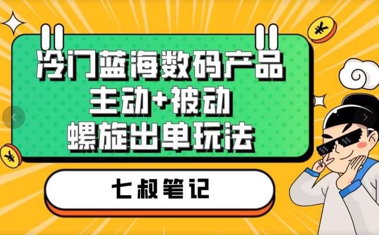七叔冷门蓝海数码产品,主动 被动螺旋出单玩法,每天百分百出单-黑猫轻创业