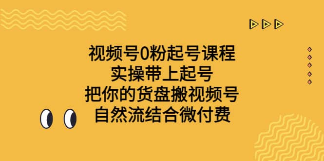 视频号0粉起号课程 实操带上起号 把你的货盘搬视频号 自然流结合微付费-黑猫轻创业