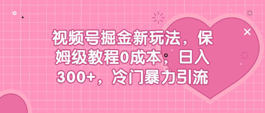 视频号掘金新玩法，保姆级教程0成本，日入300 ，冷门暴力引流-黑猫轻创业