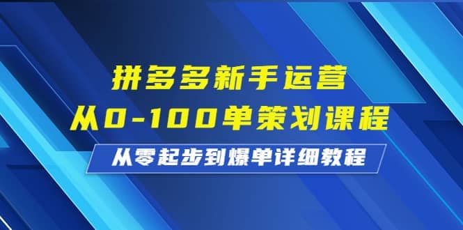 拼多多新手运营从0-100单策划课程,从零起步到爆单详细教程-黑猫轻创业