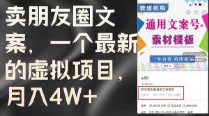 卖朋友圈文案,一个最新的虚拟项目,月入4W+(教程+素材)-黑猫轻创业