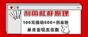 利用杠杆100元撬动500+创业粉,单日变现5位数-黑猫轻创业