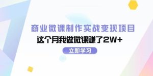 商业微课制作实战变现项目,这个月我做微课赚了2W+-黑猫轻创业