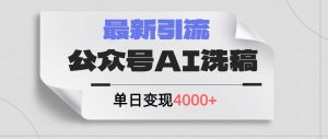 公众号ai洗稿,最新引流创业粉,单日引流200+,日变现4000+-黑猫轻创业