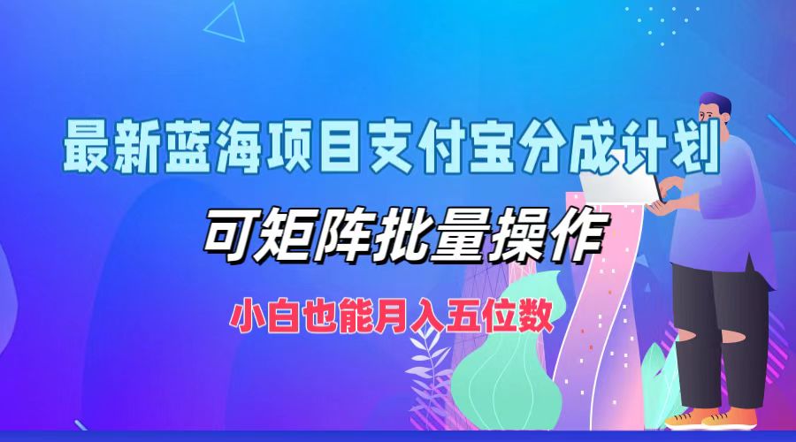 最新蓝海项目支付宝分成计划，小白也能月入五位数，可矩阵批量操作-黑猫轻创业