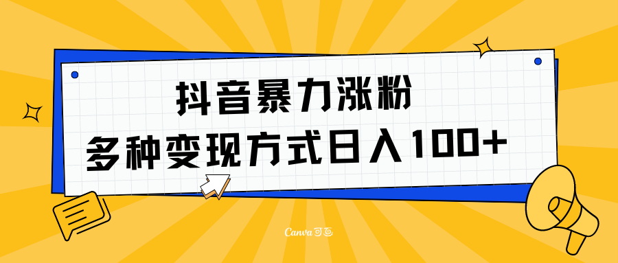 抖音暴力涨粉：多方式变现 日入100+-黑猫轻创业