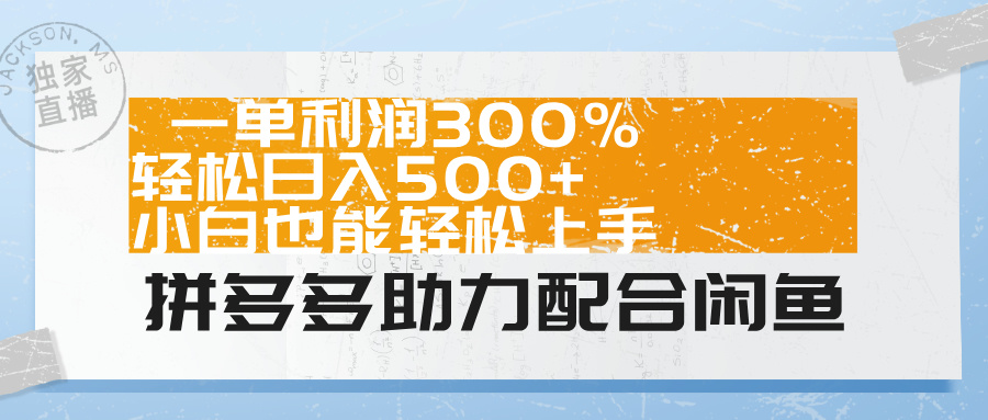 拼多多助力配合闲鱼 一单利润300% 轻松日入500+ 小白也能轻松上手！-黑猫轻创业