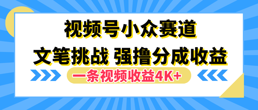 视频号小众赛道,文笔挑战,一条视频收益4K+-黑猫轻创业