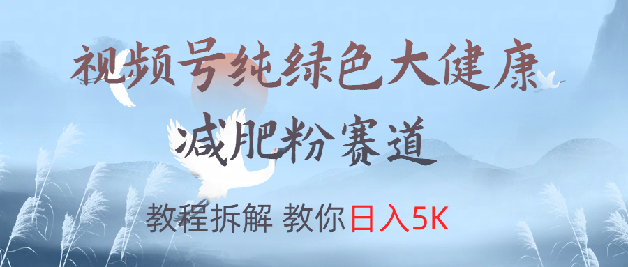 视频号纯绿色大健康粉赛道,教程拆解,教你日入5K-黑猫轻创业