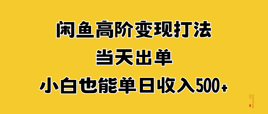 闲鱼高阶变现打法，当天出单，小白也能单日收入500+-黑猫轻创业