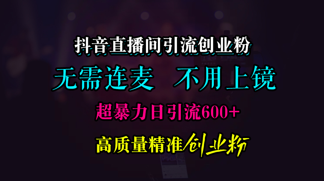 抖音直播间引流创业粉,无需连麦、无需上镜,超暴力日引流600+高质量精准创业粉-黑猫轻创业
