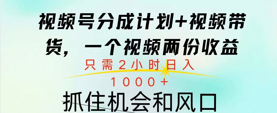 视频号橱窗带货, 10分钟一个视频, 2份收益,日入1000+-黑猫轻创业