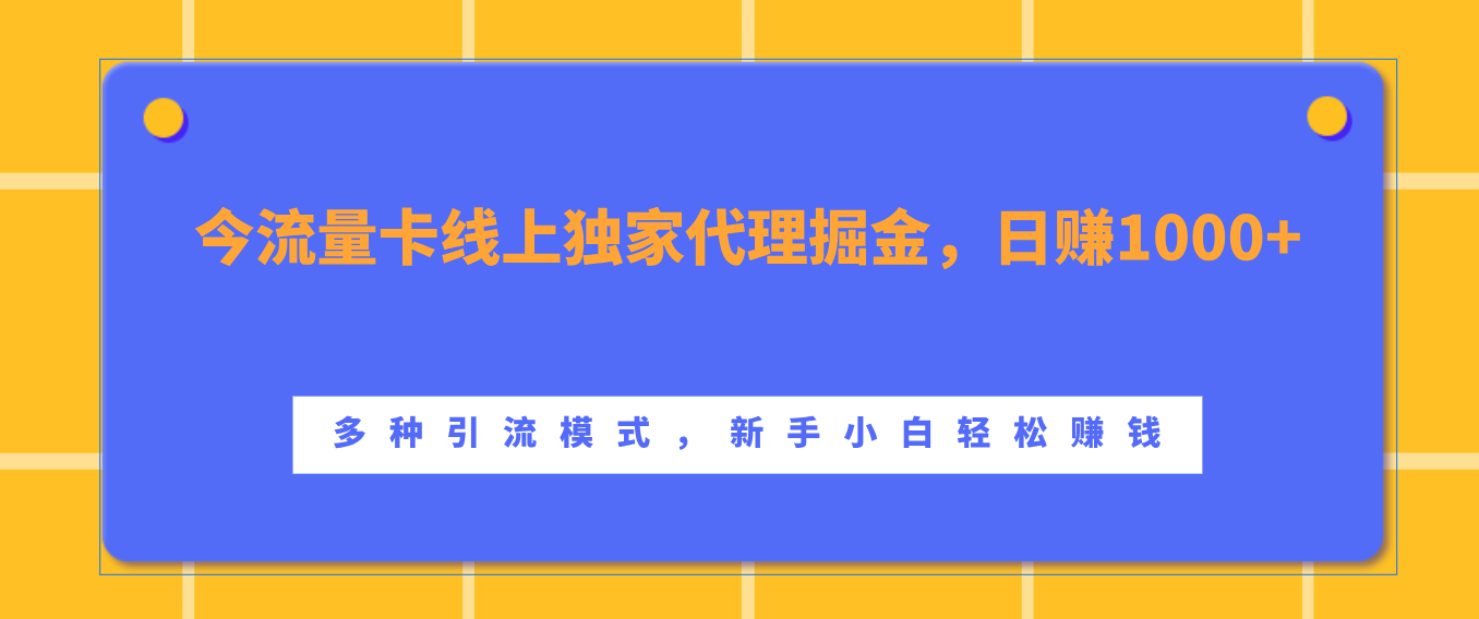 流量卡线上独家代理掘金,日赚1000+ ,多种引流模式,新手小白轻松赚钱-黑猫轻创业