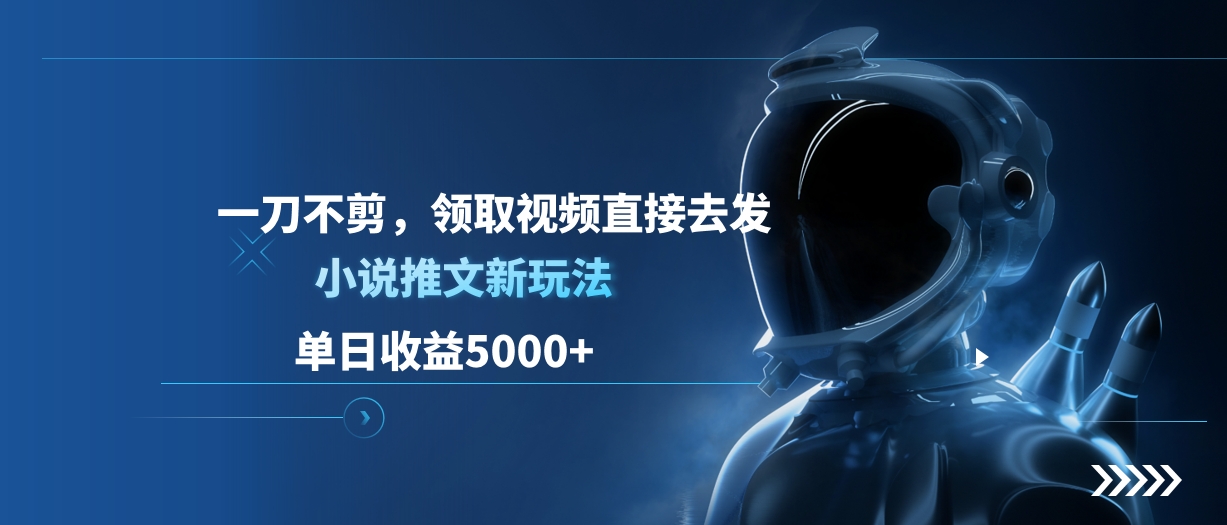 单日收益5000+,小说推文新玩法,一刀不剪,领取视频直接去发-黑猫轻创业