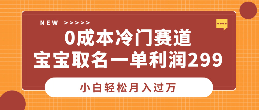 0成本冷门赛道，宝宝取名一单利润299，小白轻松月入过万-黑猫轻创业