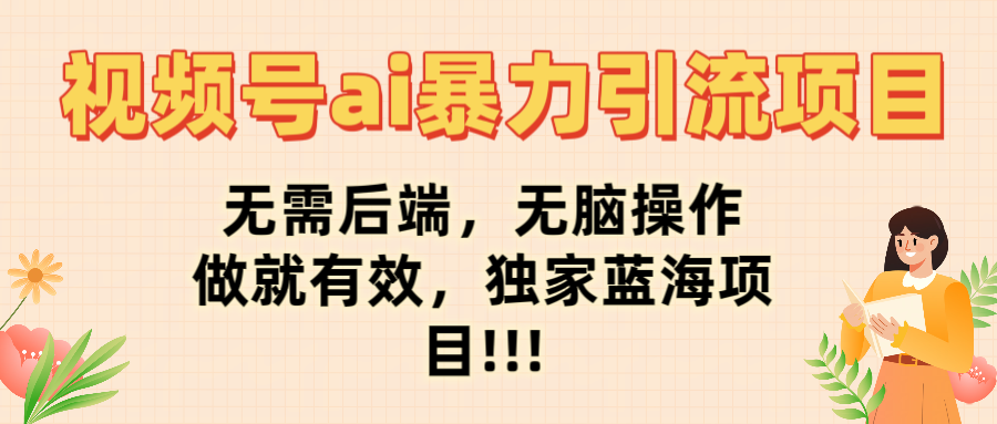 视频号ai暴力引流项目，无需后端，无脑操作，做就有效，独家蓝海项目!!!-黑猫轻创业