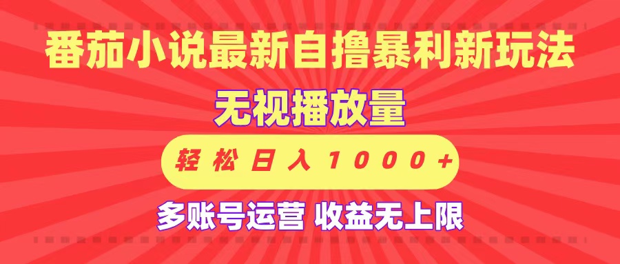 最新番茄小说自撸暴利新玩法!无视播放量,可放大,轻松日入1000+,收益无上限!-黑猫轻创业