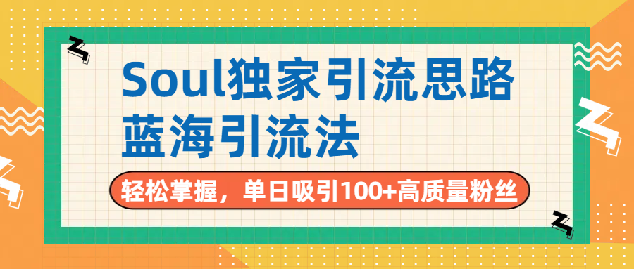 Soul独家引流思路，单日吸引100+高质量粉丝，蓝海引流法，轻松掌握-黑猫轻创业