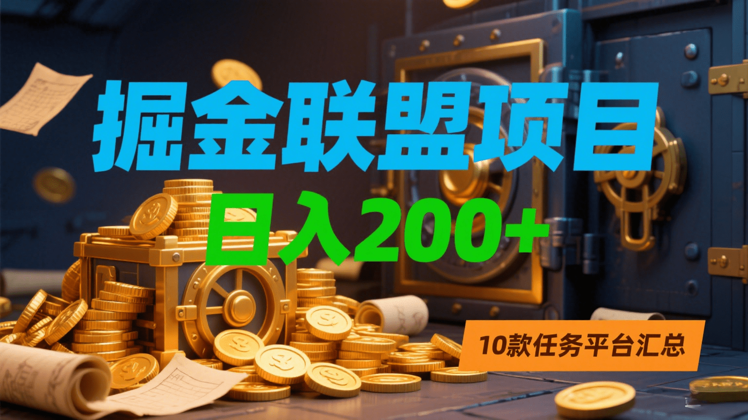 掘金联盟项目,日入200+,10款任务平台汇总-黑猫轻创业