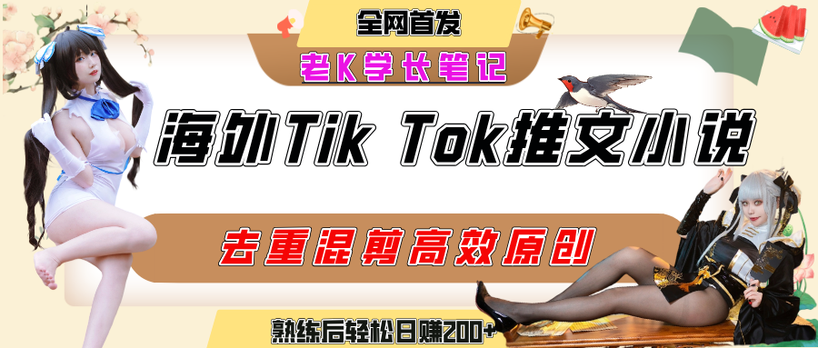 海外tiktok小说推文暴力项目,高停留率,高转化率,上手后一天搞顿饭钱不是问题-黑猫轻创业