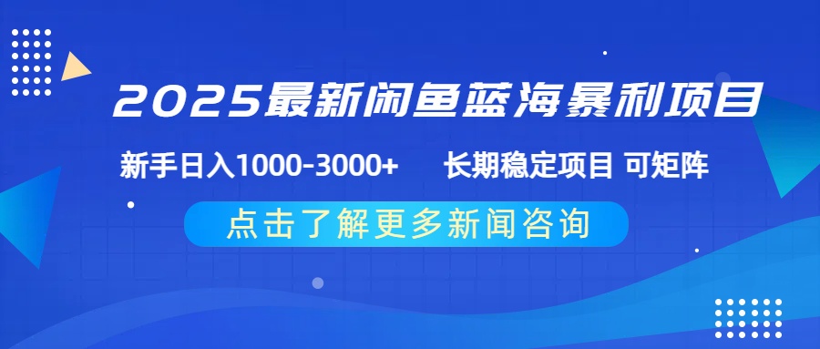 2025最新闲鱼蓝海暴利项目 ，新手日入1000-3000+ 长期稳定项目 可矩阵-黑猫轻创业