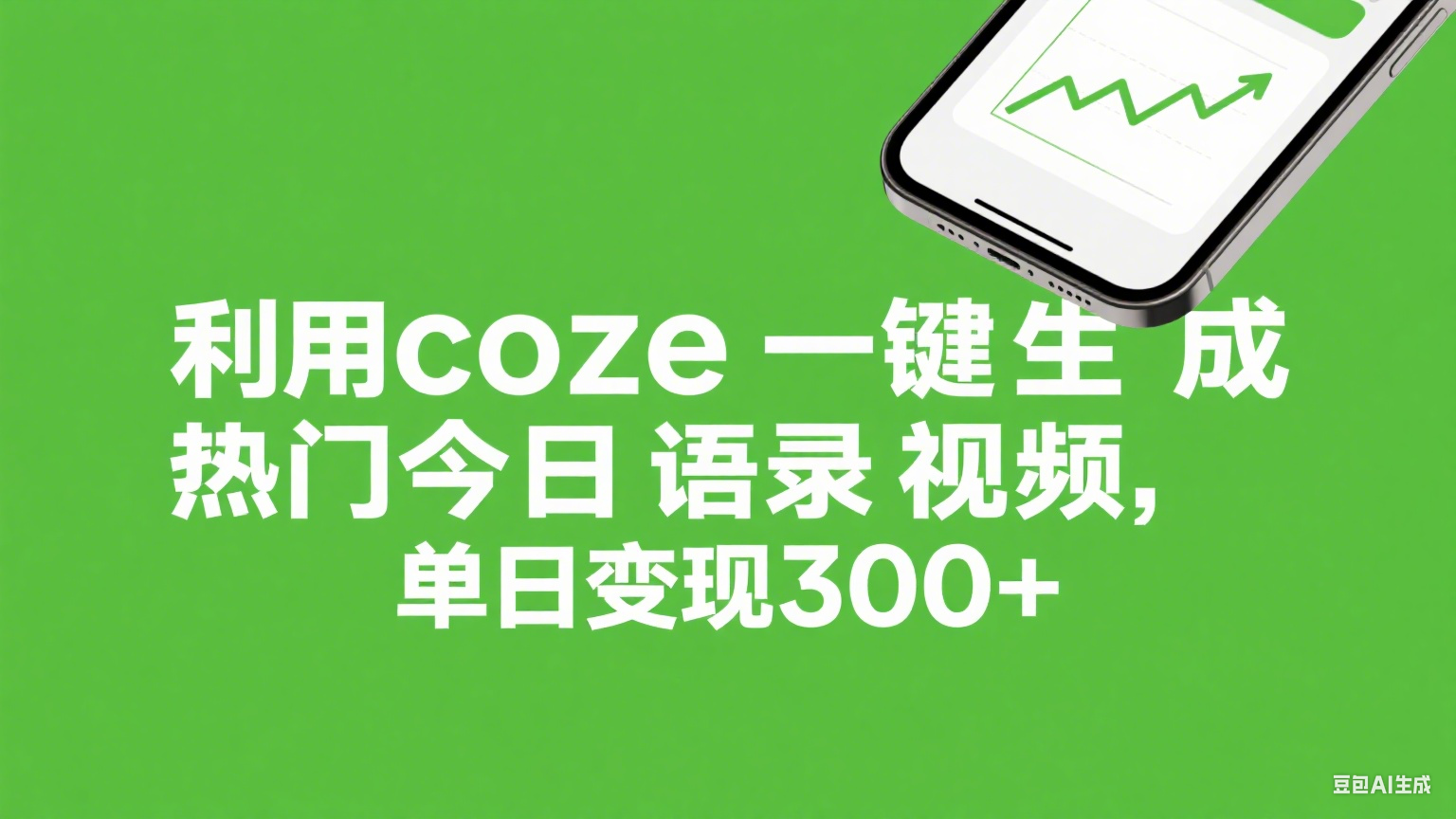 利用coze一键生成热门今日语录视频,单日变现300+-黑猫轻创业