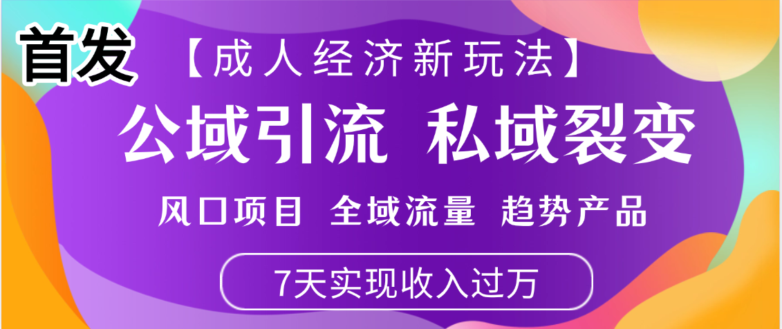 首发：【成人经济新玩法】市面独家玩法，风口项目、全域流量、趋势产品，7天实现月入过万-黑猫轻创业