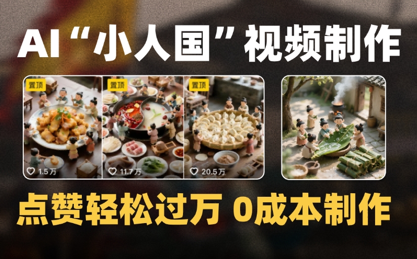 爆款1000W+微缩景观迷你小人国AI视频,0成本制作全流程教学-黑猫轻创业