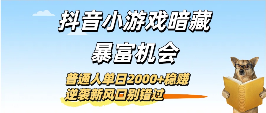抖音小游戏暗藏暴富机会！普通人单日2000+稳赚，逆袭新风口别错过-黑猫轻创业