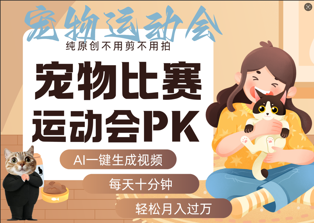 AI萌宠运动员跳水 射击  篮球  足球比赛   每天十分钟 附详细提示词文案库  代替做素材 卖提示词 卖虚拟资料  卖宠物产品 做宠物私人定制产品  带徒弟 带陪跑 卖课  创作者分成 月入5W+-黑猫轻创业