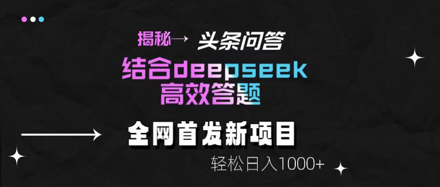 头条问答新玩法!结合deepseek高效答题,轻松日入1000+【揭秘】-黑猫轻创业