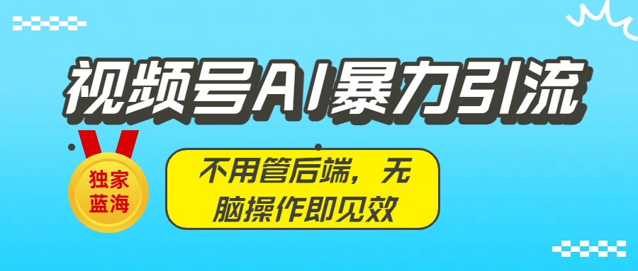 独家蓝海！视频号AI暴力引流：不用管后端，无脑操作即见效-黑猫轻创业