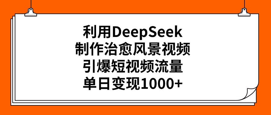 利用DeepSeek制作，治愈风景视频，引爆短视频流量，单日变现1000+-黑猫轻创业