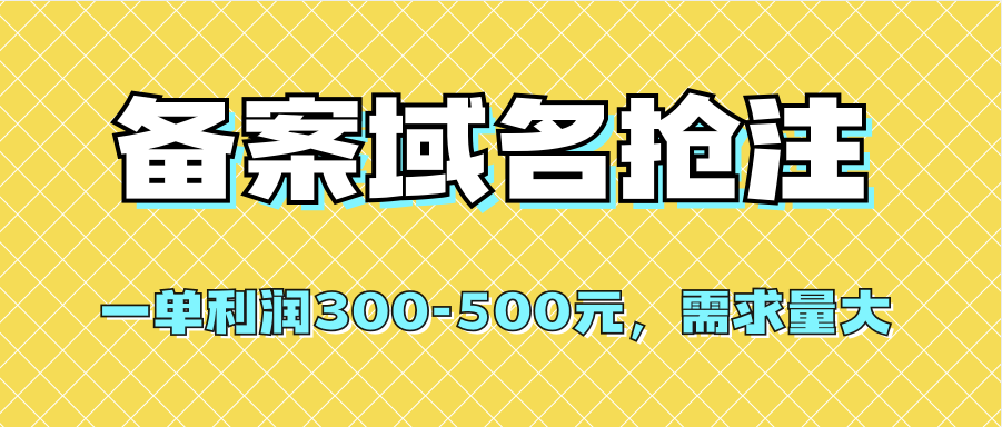 【全网首发】备案域名抢注，一单利润300-500元，需求量大-黑猫轻创业